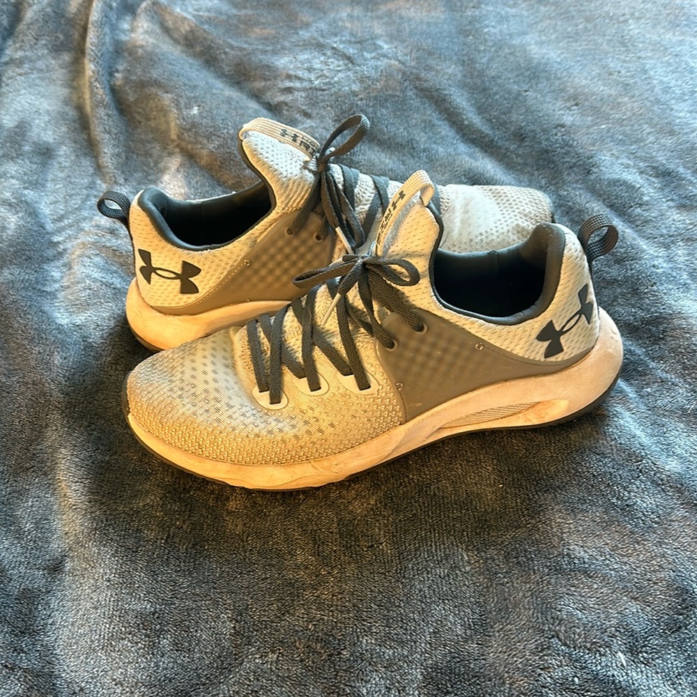 Under armour grey and white shoes